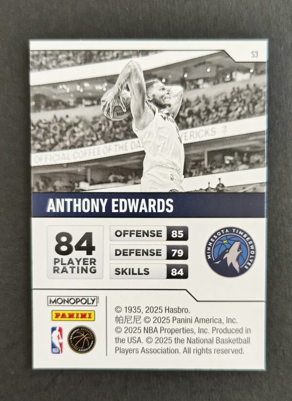 2025 Panini Monopoly Anthony Edwards #S3