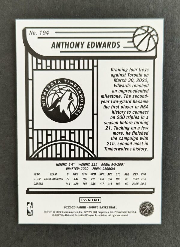 2022-23 Panini Hoops Anthony Edwards #194