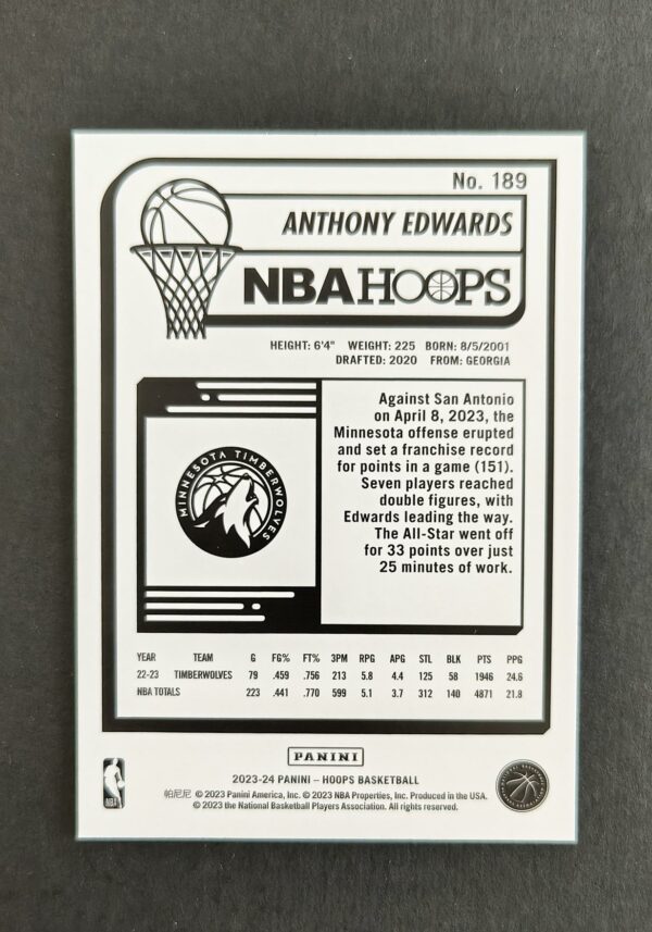 2023-24 Panini Hoops Anthony Edwards #189