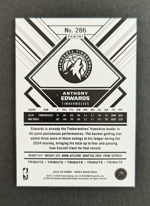 2024-25 Panini Hoops Tribute Anthony Edwards #286