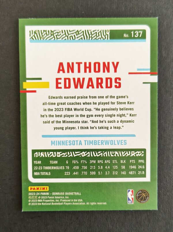 2023-24 Panini Donruss Anthony Edwards #137