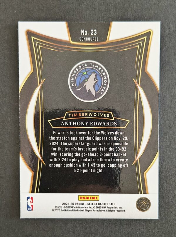 2024-25 Panini Select Anthony Edwards #23 Concourse Blue