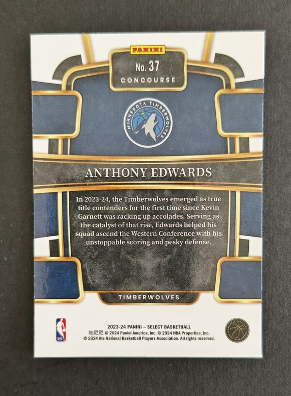 2023-24 Panini Select Anthony Edwards #37 Concourse Blue