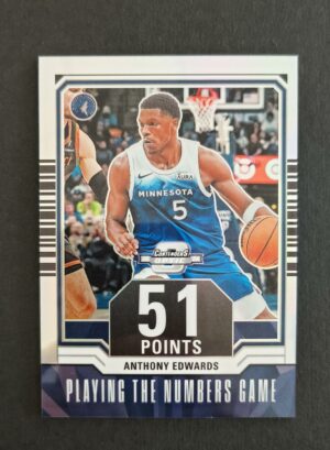 2023-24 Panini Contenders Optic Playing the Numbers Game Anthony Edwards #9 Silver Prizm