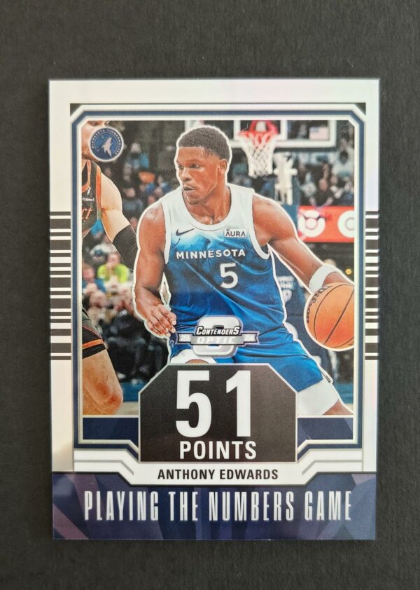 2023-24 Panini Contenders Optic Playing the Numbers Game Anthony Edwards #9 Silver Prizm