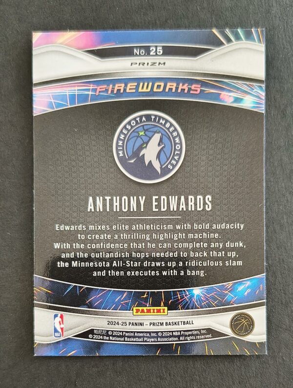 2024-25 Panini Prizm Fireworks Anthony Edwards #25 Fast Break