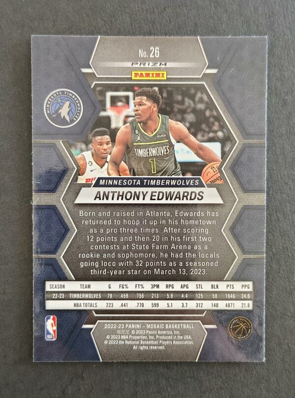 2022-23 Panini Mosaic Lane Anthony Edwards #26 Green