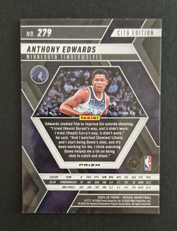 2024-25 Panini Mosaic Anthony Edwards #279 City Edition Silver Prizm