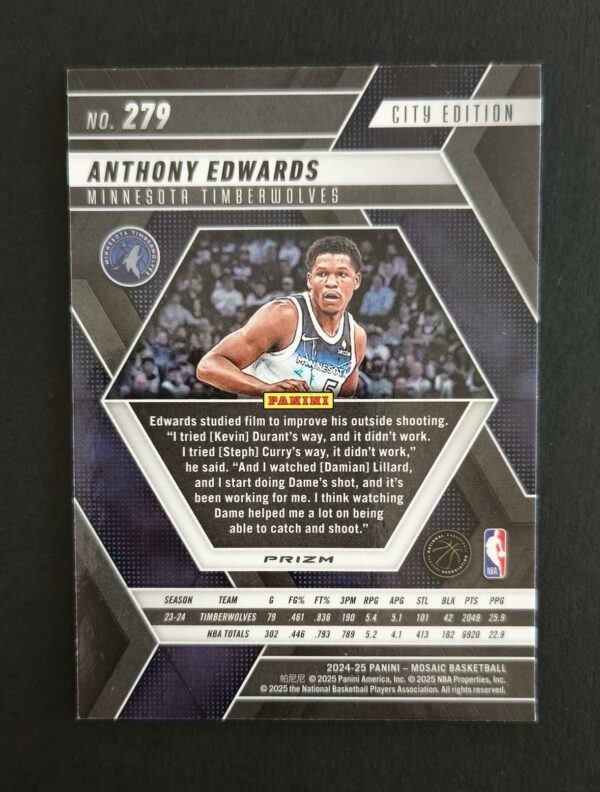 2024-25 Panini Mosaic Anthony Edwards #279 City Edition Laser Holo Prizm