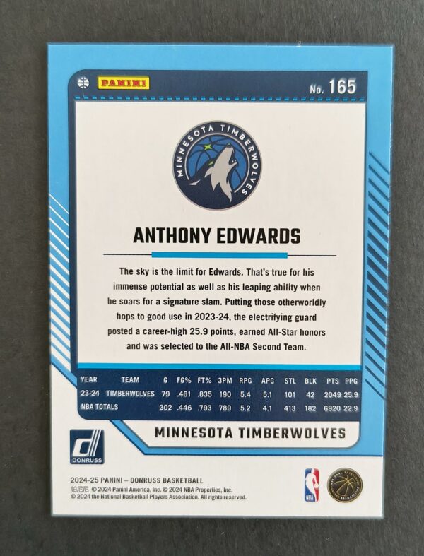 2024-25 Panini Donruss Anthony Edwards #165 Green Laser