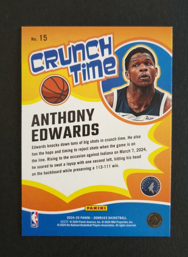 2024-25 Panini Donruss Crunch Time Anthony Edwards #15