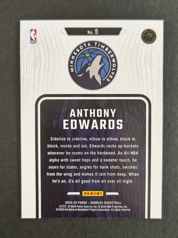 2024-25 Panini Donruss Hardwood Masters Anthony Edwards #5 Gold Pressproof