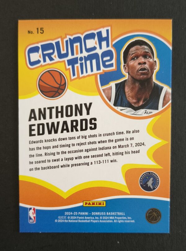 2024-25 Panini Donruss Crunch Time Anthony Edwards #15 Diamond