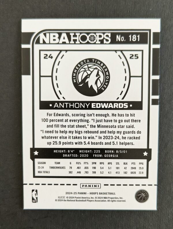 2024-25 Panini Hoops Anthony Edwards #181 Texture
