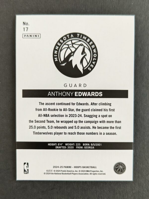 2024-25 Panini Hoops Throwback Anthony Edwards #17
