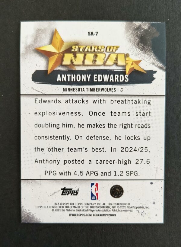 2025-26 Topps Stars of NBA Anthony Edwards