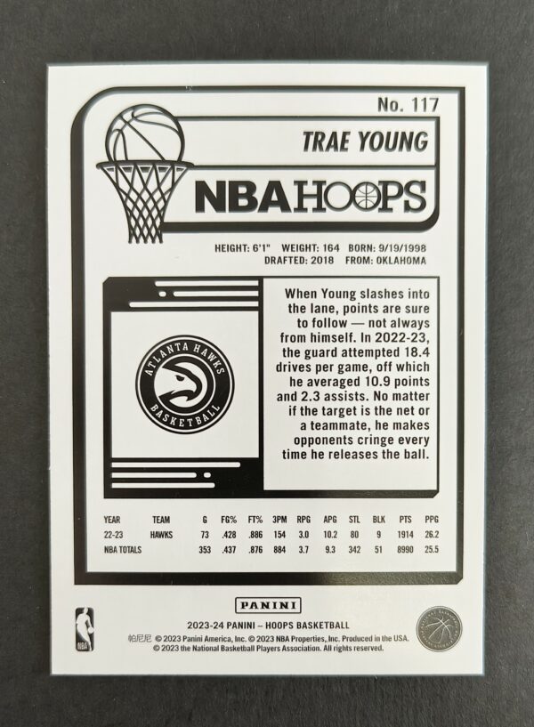 2023-24 Panini Hoops  Trae Young #117 Purple