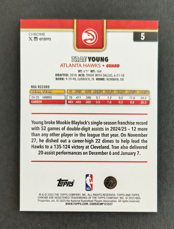 2025-26 Panini Topps Chrome Trae Young #5
