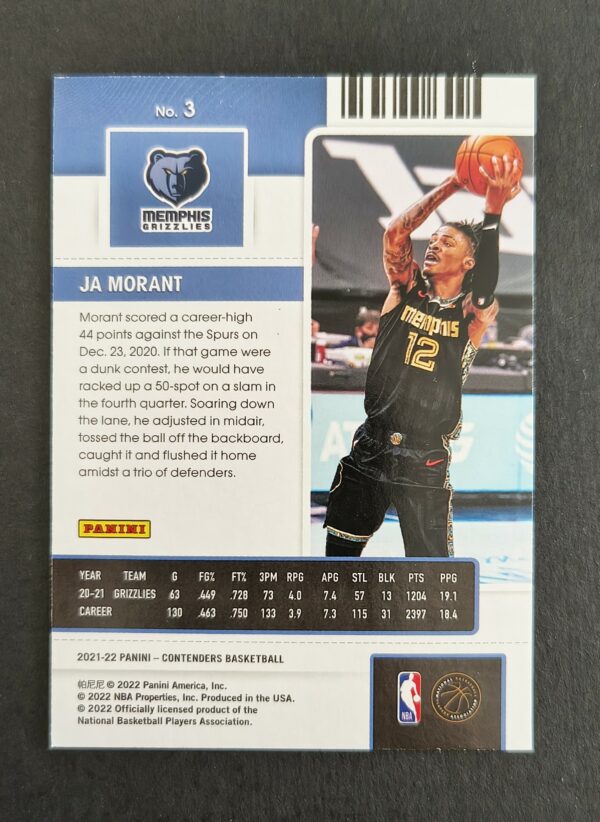 2021-22 Panini Contenders Ja Morant #3 Green