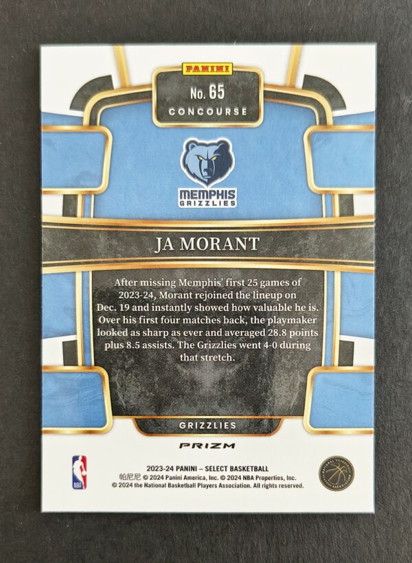2023-24 Panini Select Ja Morant #65 Concourse Blue Cracked Ice