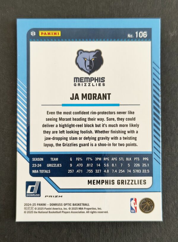 2024-25 Panini Optic Ja Morant #106 Green Wave