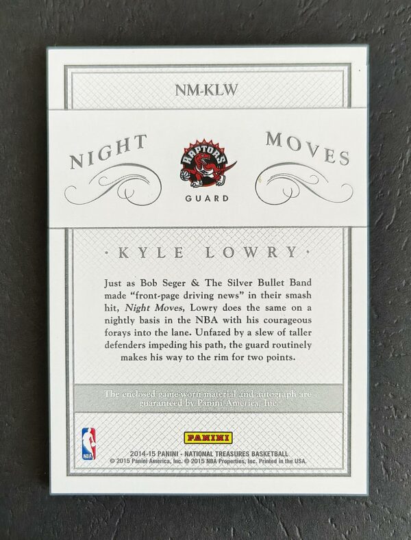 2014-15 Panini National Treasures Night Moves Kyle Lowry 10/25 Auto Patch 4 Colors