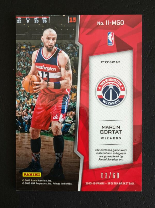 2015-16 Panini Spectra Indelible Ink Marcin Gortat 03/60 Auto Jersey