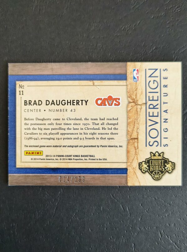 2013-14 Court Kings Sovereign Signatures Brad Daugherty 014/199 Auto Jersey