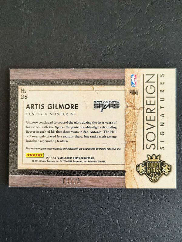2013-14 Court Kings Sovereign Signatures Artis Gilmore 09/10 Auto Patch