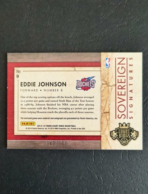 2013-14 Court Kings Sovereign Signatures Eddie Johnson 143/199 Auto Jersey