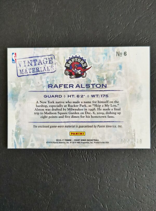 2016-17 Panini Court Kings Vintage Materials Rafer Alston 004/149 Jersey