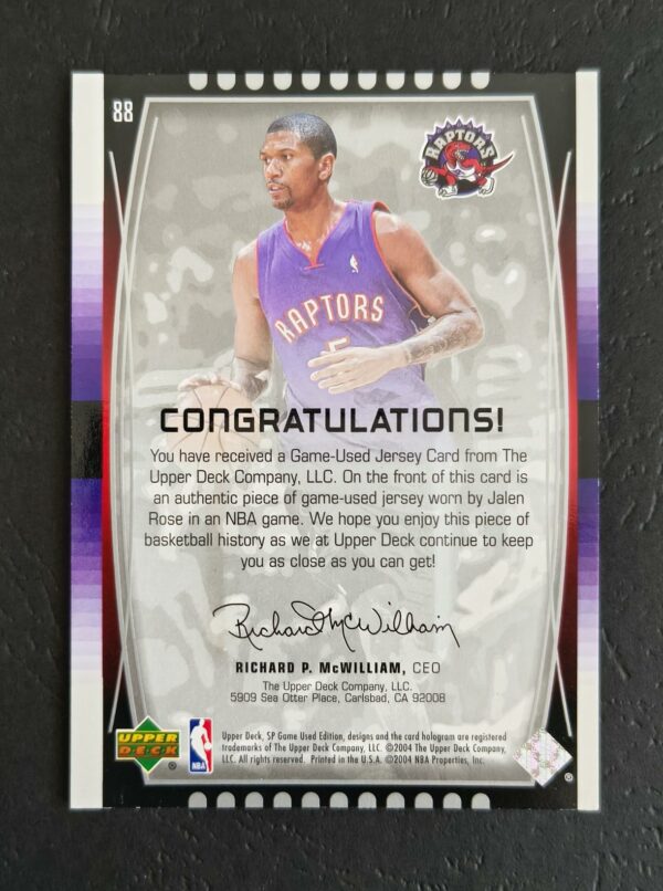 2004-05 SP Game Used Jalen Rose #88 Jersey