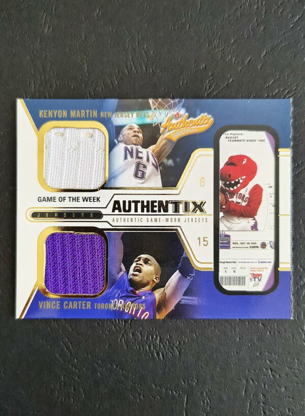 2003-04 Fleer Authentix Game of Week Kenyon Martin Vince Carter Dual Jersey