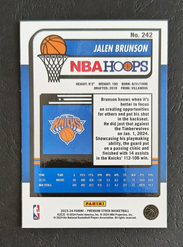 2023-24 Panini Hoops Premium Stock Jalen Brunson #242
