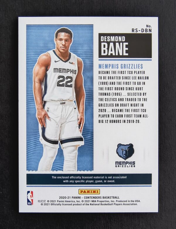 2020-21 Panini Contenders Rookie Ticket Desmond Bane RC Jersey