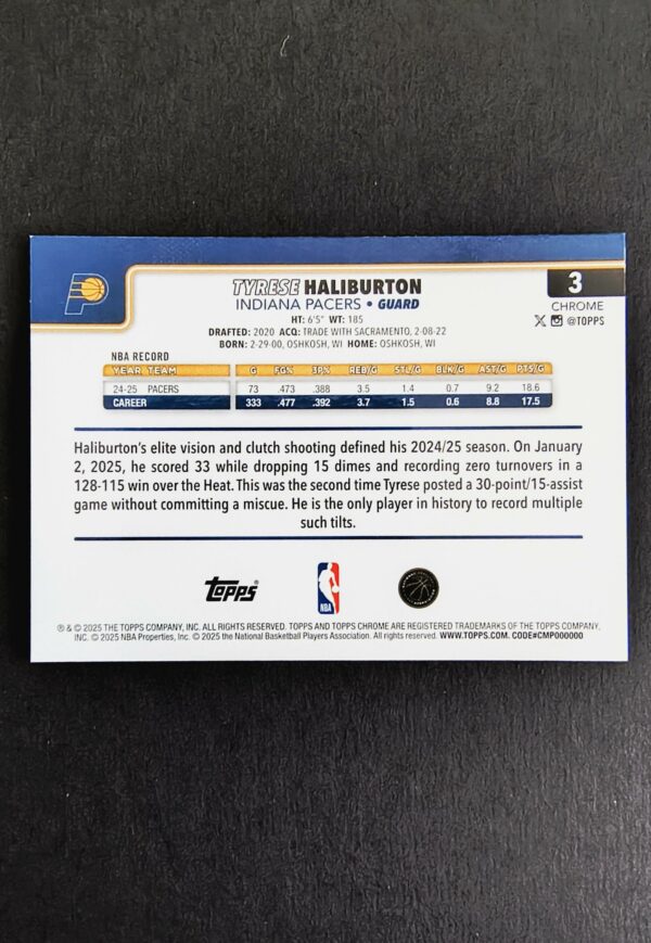 2025-26 Topps Chrome Tyrese Haliburton #3 Xfractor