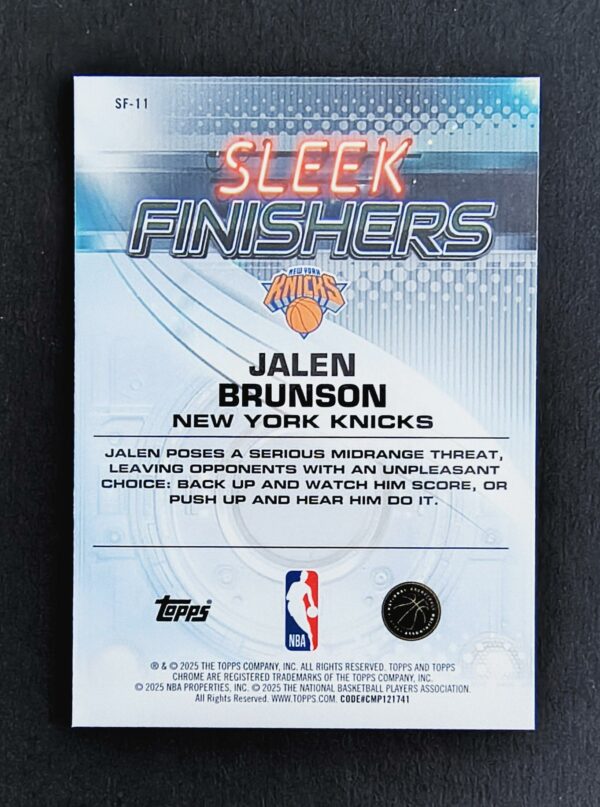 2025-26 Topps Chrome Sleek Finishers Jalen Brunson