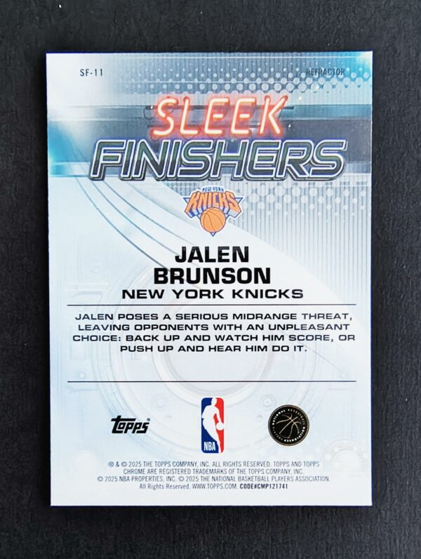 2025-26 Topps Chrome Sleek Finishers Jalen Brunson Refractor