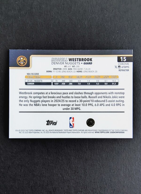 2025-26 Topps Chrome Russel Westbrook #15 Red White Blue