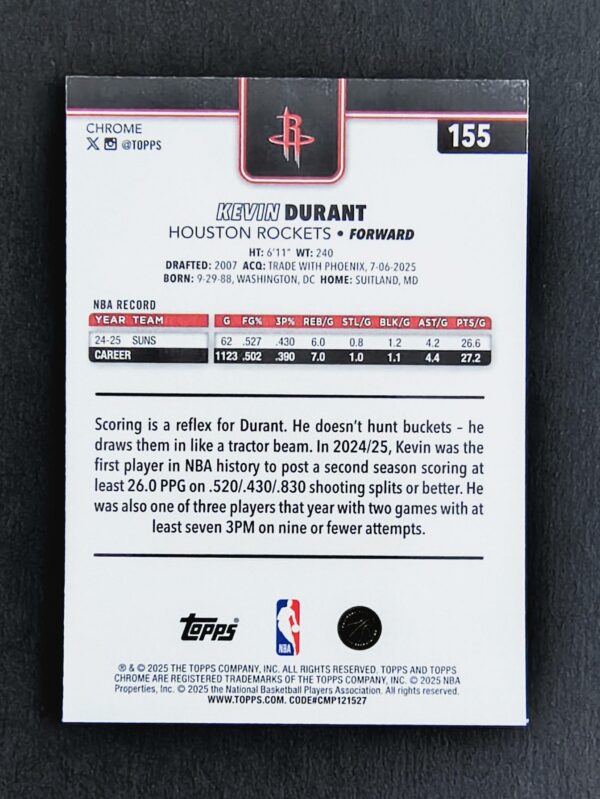 2025-26 Topps Chrome Kevin Durant #155 Wave Refractor
