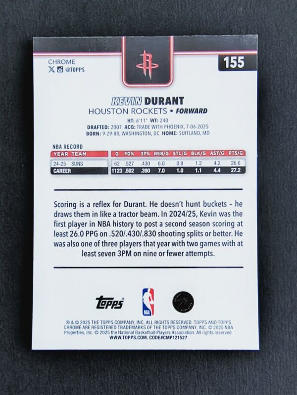 2025-26 Topps Chrome Kevin Durant #155 Prism Refractor