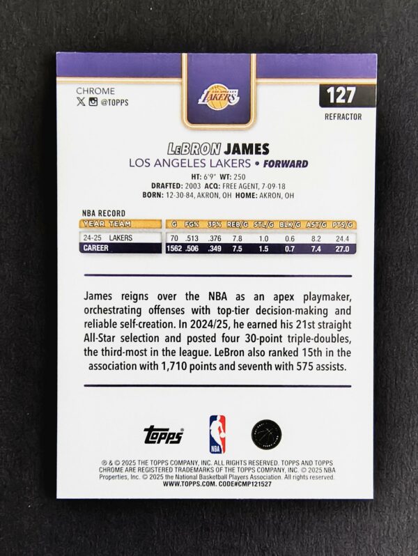 2025-26 Topps Chrome Lebron James #127 Silver Refractor