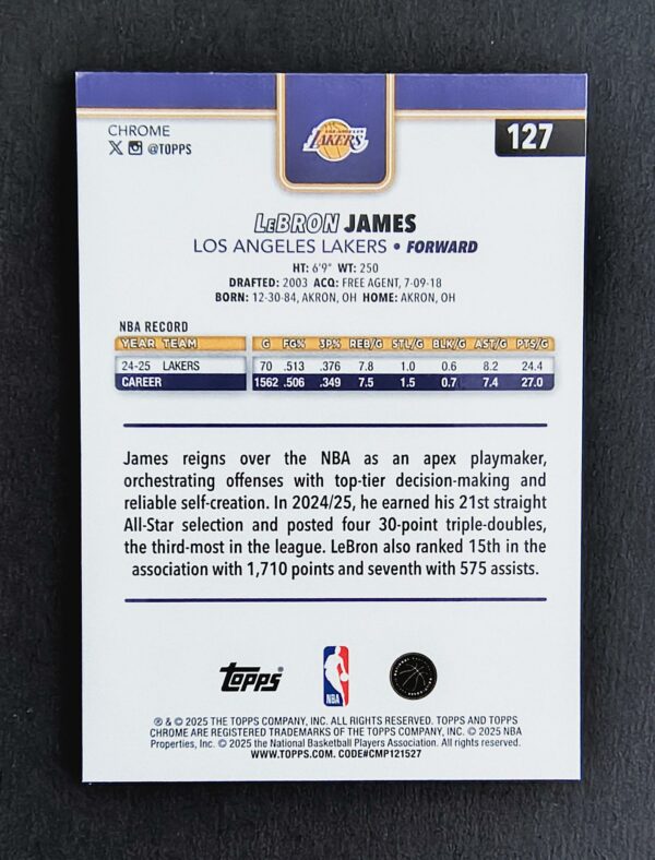 2025-26 Topps Chrome Lebron James #127 Prism Refractor