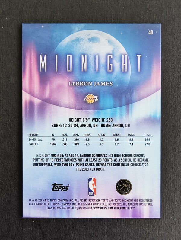 2025-26 Topps Midnight Lebron James #40