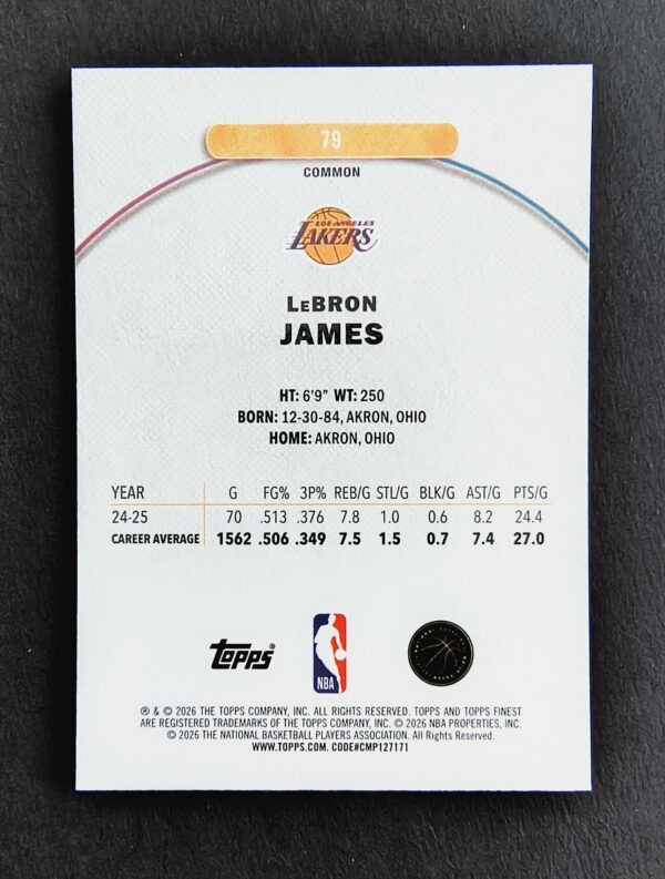 2025-26 Topps Finest Lebron James #79 Common