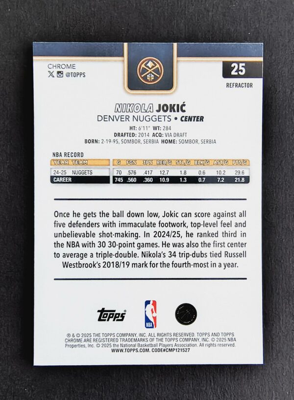 2025-26 Topps Chrome Nikola Jokic #25 Silver Refractor