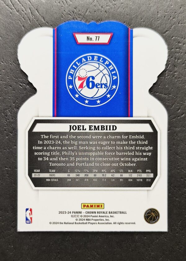2023-24 Panini Crown Royale Joel Embiid #77 Cracked Ice