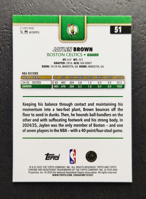 2025-26 Topps Chrome Jaylen Brown #51 Xfractor