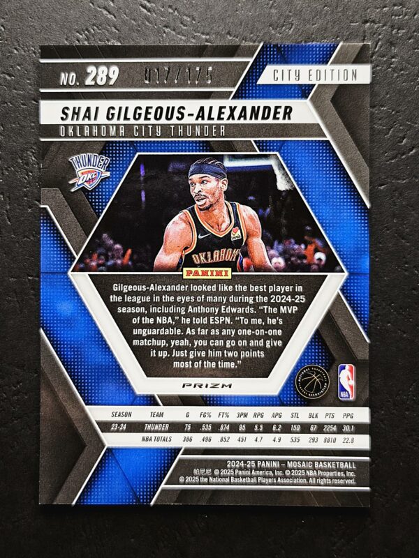 2024-25 Panini Mosaic City Edition Shai Gilgeous-Alexander #289 017/175