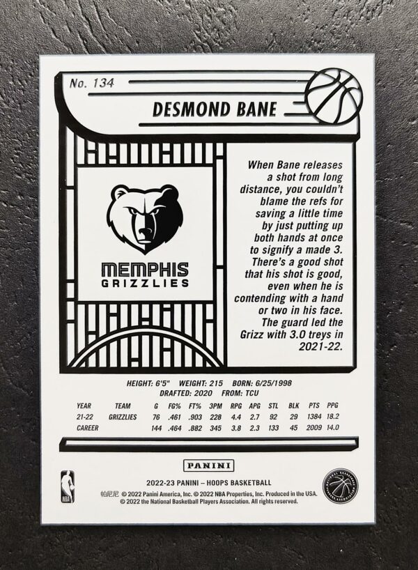 2022-23 Panini Hoops Desmond Bane #134 084/199